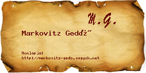 Markovitz Gedő névjegykártya